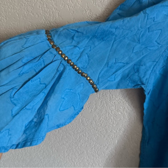 Vix Paula Hermanny Womens Cover Up Tunic  Sz M Cotton Boho Fairy Belted  Blue - Picture 8 of 14